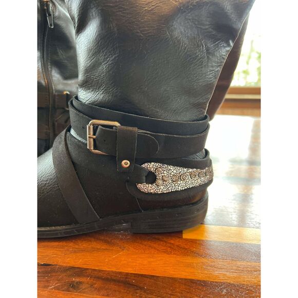 Rampage Isadora Black Riding Decorative Black calf Boots. Size 6M - Picture 8 of 10